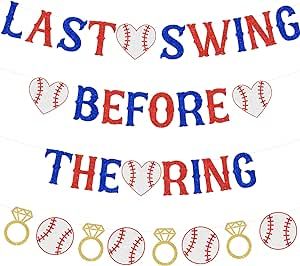 Baseball Bachelorette Party Decorations, Last Swing Before The Ring Banner Baseball Diamond Ring Garland, Sports Themed Bridal Shower Engagement Wedding Party Supplies Baseball Wedding Shower, Baseball Bachelorette Party, Baseball Bachelorette, Last Swing Before The Ring, Bachelorette Party Kits, Game Night Parties, Bachelorette Party Banners, Baseball Wedding, Wedding Shower Themes