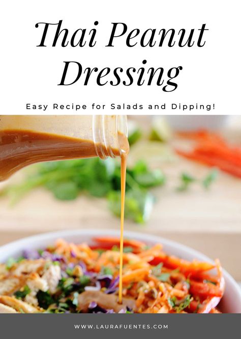 This creamy Thai peanut dressing is a delicious and healthy addition to drizzle over salad, stir-fry, or your favorite Thai food recipes. Peanut Butter Salad Dressing, Thai Peanut Dressing, Peanut Butter Salad, Thai Food Recipes, Chicken Salad Dressing, Easy Salad Dressing Recipes, Recipes With Soy Sauce, Asian Chicken Salads, Citrus Dressing