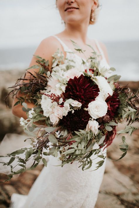 Burgundy and Blush Rose and Dahlia Bouquet Wedding Bouquets Dahlia, Dahlia Centerpiece, Moody Wedding Decor, Dahlia Wedding Bouquets, Dahlias Wedding, Burgundy Dahlia, Dahlia Bouquet, Blush Bouquet, Moody Wedding