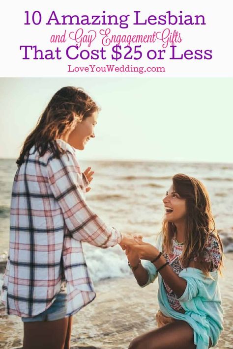 Looking for some beautiful lesbian and gay engagement gifts under $25? The best engagement gifts are not always the most expensive ones. There are plenty of wonderful options to choose from, even if you have a relatively small budget. Engagement Gifts For Lesbian Couples, Lesbian Anniversary Gift Ideas, Lesbian Wedding Suit, Lesbian Wedding Outfits, Engagement Basket, Lesbian Wedding Rings, Engagement Gift Baskets, Best Engagement Gifts, Anniversary Photo Album