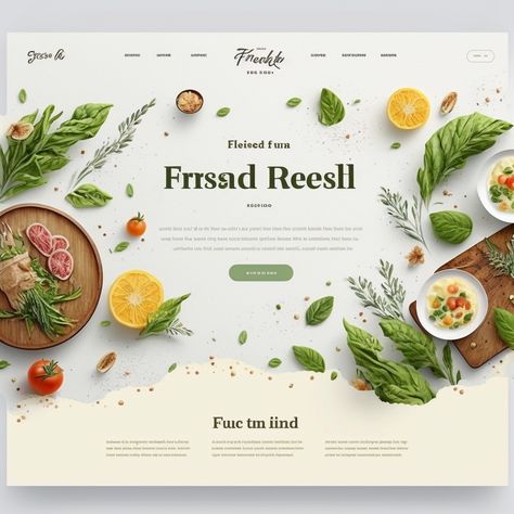 E-commerce Website | Meal Delivery Website Design | Food Delivery Landing Page | Healthy Food Design Website | Landing Page | Created by #MidjourneyAI, #Midjourney #aiart #art #ai #artificialintelligence #machinelearning #aiartcommunity #aiwebsite Organic Food Website Design, Healthy Food Website Design, Fresh Website Design, Healthy Food Menu Design, Food Website Design Layout, Website Landing Page Design Inspiration, Healthy Website Design, Cooking Website Design, Food Website Layout