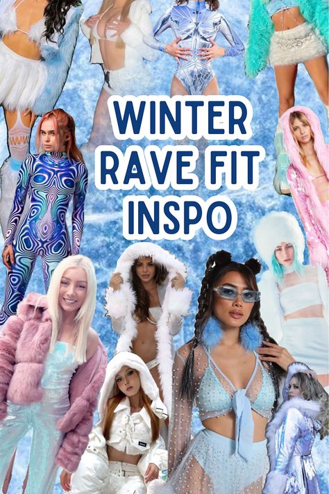 Dancing in a Winter Wonderland: Must-Have Winter Rave Outfits for Women. Winter Solice Festival, Ice Princess Rave Outfit, Fall Rave Outfits, Winter Festival Outfit Cold, Decadence Rave Outfits, Winter Rave Outfits Cold, Indoor Rave Outfit, Cold Weather Rave Outfits, Winter Festival Outfits