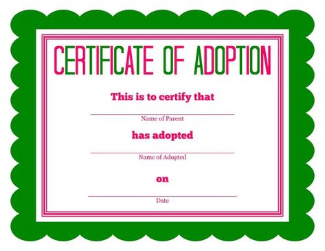 Free printable Stuffed Animal Adoption Certificate Stuffed Animal Adoption Certificate, Stuffed Animal Adoption, Animal Adoption Certificate, Adoption Certificate Template, Dog Adoption Certificate, Pet Adoption Certificate, Birth Certificate Template, Free Puppies, Animal Adoption