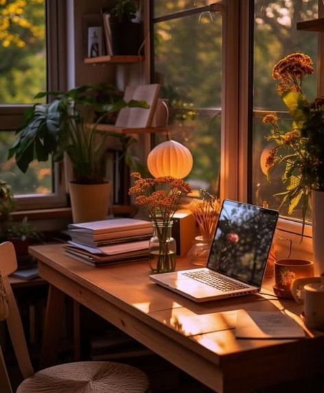 Cozy Desk, Cozy Home Office, Cozy Decor, Desk Setup, Cozy Room, Home Library, Cozy Space, Home Office Design, My New Room