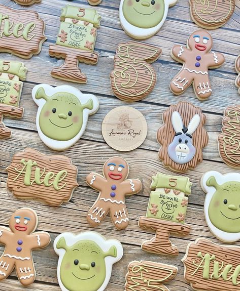 Swamp Party, Shrek Birthday, Shrek Cake, Shrek Party, Disney Cookies, Baby Birthday Themes, Bday Party Theme, 2nd Birthday Party Themes, Baby Bear Baby Shower