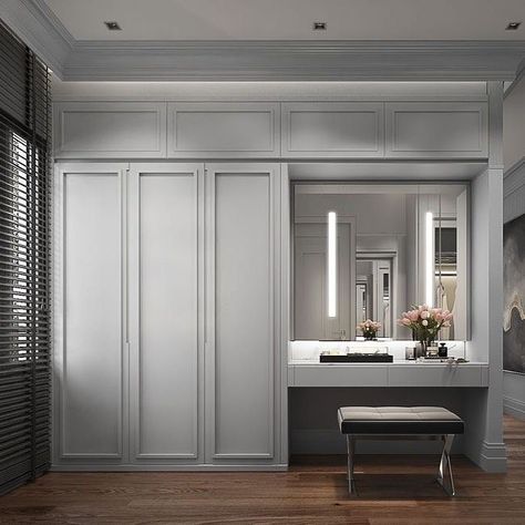 15-Grey-Bedroom-Ideas-for-2023-wardrobe organization for bedroom-wardrobe aesthetics Bedroom Built In Wardrobe, Bedroom Cupboards, Dream Closet Design, Wardrobe Interior Design, Wardrobe Room, Bedroom Closet Design, Wardrobe Design Bedroom, Gray Bedroom, Bedroom Wardrobe