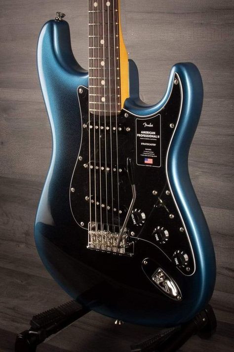 Fender American Professional II Stratocaster - Dark Night - Rosewood Fingerboard Electric Guitar Design, Guitar Obsession, Guitar Photos, Cool Electric Guitars, Fender American, Guitar Shop, Guitar Art, Fender Stratocaster, Vintage Electric Guitars