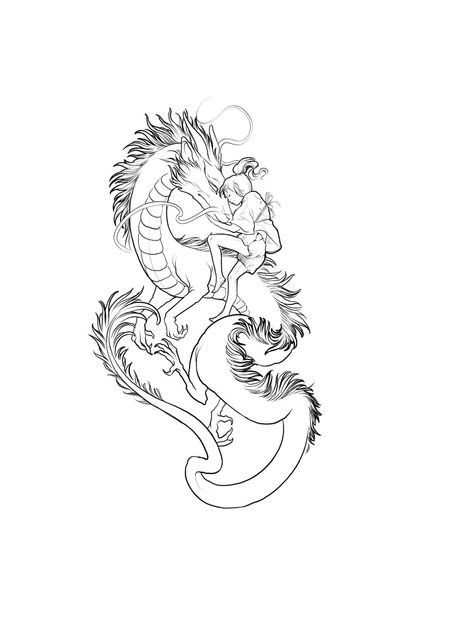 Air Dragon Tattoo, Haku And Chihiro Tattoo, Haku Tattoo Design, Haku Dragon Tattoo Design, Haku Drawing, Haku Dragon Tattoo, Haku Tattoo, Dragon Tattoo Stencil, Tatuaje Studio Ghibli