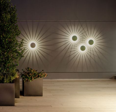 Vibia Lighting, Outdoor Lighting Ideas, Garden Seating Area, Modern Outdoor Lighting, Outdoor Wall Lamps, Glass Diffuser, Outdoor Wall Lights, Lighting Ideas, Outdoor Rooms