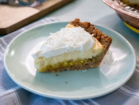 Pina Colada Pie - Recipe from Food Network: Delicious Miss Brown | BFF Reunion Season 2, Episode 11 | Pina Colada Pie Recipe, Pina Colada Pie, Delicious Miss Brown, Kardea Brown, Brown Recipe, Food Network Canada, Toasted Pecans, Pie Dessert, Yummy Sweets