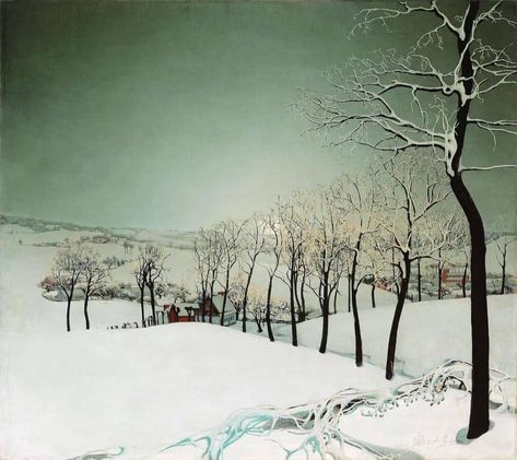 Valerius DeSaedeleer. Snow landscape at dusk. 1924 Snow Landscape, Winter Landscape Painting, River Painting, Ocean Canvas, Country Scenes, Snow Scenes, European Art, Winter Art, Winter Landscape