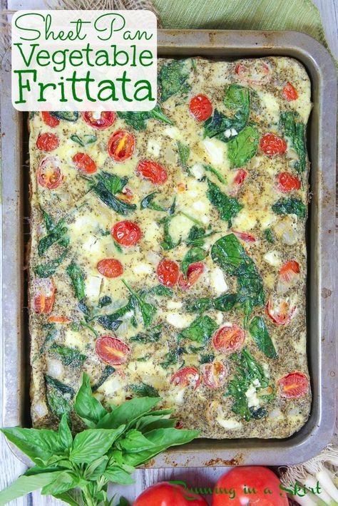 Healthy Vegetable Sheet Pan Frittata recipe Vegetarian Sheet Pan, Vegetable Sheet Pan, Frittata Recipes Baked, Fritata Recipe, Spinach Frittata Recipes, Tomatoes Eggs, Healthy Vegetarian Breakfast, Easy Frittata, Veggie Frittata