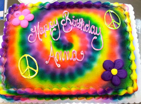 Tye dye cake Peace Sign Birthday Cake, Tie Dye Sheet Cake, Peace Out Single Digits Party Cake, Peace Out Single Digits Cake, Hippy Cake, Peace Sign Cakes, Tye Dye Cake, Hippie Cake, Airbrush Cake