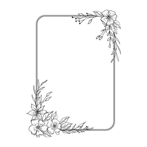 Frame Outline Design, Frame Doodle, Frame With Flowers, Book Cover Page Design, Wedding Frame Gift, Book Cover Page, Vector Border, Doodle Frame, Doodle Frames