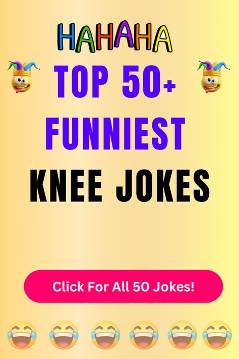 Check Out The Top 50+ Funny Knee Jokes And Puns. Click For All 50+ Hilarious Knee Jokes! Bad Knees Humor, Knee Jokes, Injury Quotes, Jokes And Puns, Sore Knees, Bad Knees, Very Funny Jokes, Knee Injury, Stand Up Comedy