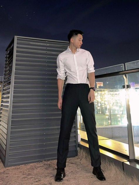 Birthday Outfit For Men Guys Casual, Farewell Outfits For Men, Aesthetic Formal Outfits Male, Korean Formal Outfit Men, Tall Handsome Men, Birthday Outfit For Men Guys, Man Posture, Teen Fashion Outfits Winter, Black Shirt Outfit Men