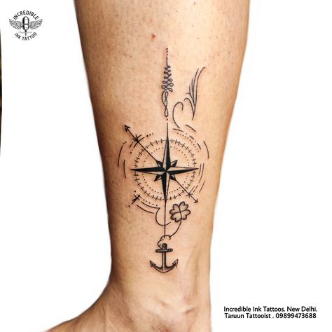 Anchor Compass Tattoo Women, Compass And Anchor Tattoo, Anchor And Compass Tattoo, True North Tattoo, Anchor Tattoos For Women, Anchor Compass Tattoo, Tattoos 2022, Shamrock Tattoos, Anchor Tattoos