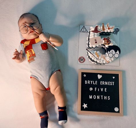 Diy Monthly Milestone, Milestone Photoshoot, Milestone Ideas, Harry Potter Baby, Monthly Milestone, Milestones, Onesies, Baby Onesies, Harry Potter