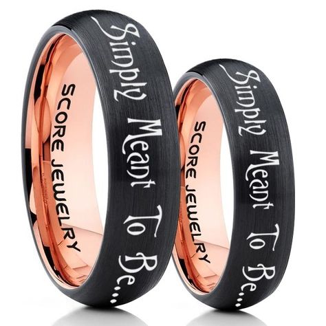 Black Wedding Rings Sets, Jack And Sally Wedding, Green Tungsten Ring, Wedding Bands Black, Simply Meant To Be, Couples Rings, Couples Ideas, Bff Jewelry, Rings Black