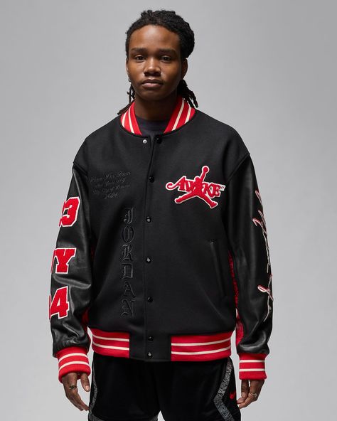 Jordan x Awake NY Men's Varsity Jacket. Nike JP Ny Hat, Awake Ny, Mens Fleece Hoodie, Nike Snkrs, Jacket Nike, Varsity Jacket Men, Mens Flannel Shirt, Mens Flannel, Street Culture