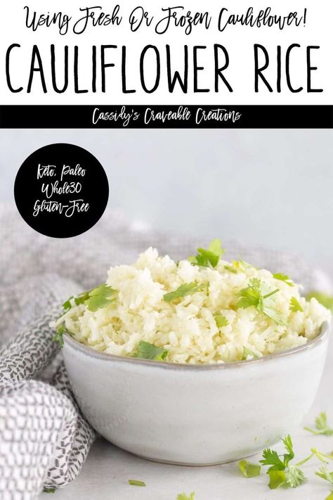 An easy, step-by-step tutorial on how to make perfect fresh or frozen cauliflower rice (keto rice!) to use in all your favorite recipes. Keto Rice, How To Cook Cauliflower, Low Carb Rice, Frozen Cauliflower, High Fat Low Carb Recipes, Dash Diet Recipes, Cauliflower Risotto, Gourmet Chicken, Riced Cauliflower