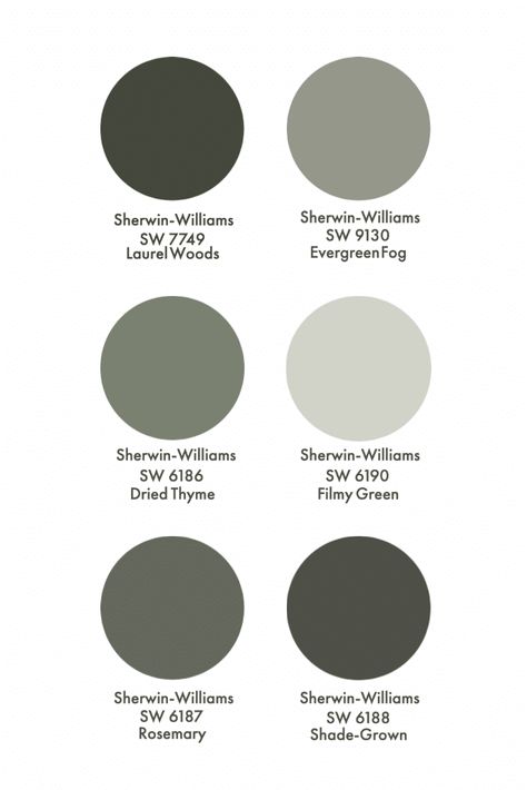 My Favorite Green Paint Colors: Green is the New Gray - The Shop By Jasmine Roth Perfect Green Grey Paint, Ash Green Wall Paint, Best Grey Green Exterior Paint Colors, Grey Sage Paint Color, Greeny Grey Paint, Dark Greenish Gray Paint Colors, Dark Gray With Green Undertones, Grey Green Doors Interior, Phantom Forest Sherwin Williams