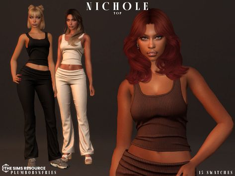 The Sims Resource - NICHOLE top Ts4 Women Clothes, Sims 4 Whicked Wims Clothes, The Sims 4 Workout Clothes, Sims 4 Cc Babydoll Top, Sims 4 Cc Coach, Alpha Cc Clothes Sims 4, Sims4 Cc Swimsuit, Ts4 Tops Cc, Sims 4 Body Details