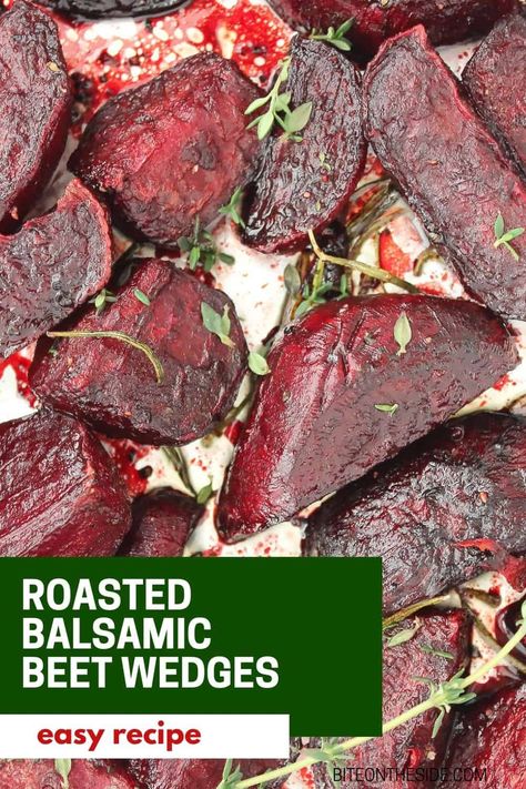 These roasted beet wedges are an easy to make side dish that are simply bursting with flavor. Seasoned with rosemary, brown sugar and balsamic vinegar, they are wonderfully earthy, sweet and tart and a wonderful accompaniment to all kinds of roasted meats. Tomato Balsamic, Cooked Beets, Sugar Beets, Cooking Beets, Easy Vegetable Side Dishes, Roasted Onions, Chicken Steak, Colorful Vegetables, Vegetable Side