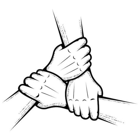 Hands Holding Together Drawing, How To Draw Hands Together, Hands On Top Of Each Other, 3 Hands Holding Tattoo, Giving Hands Drawing, Holding Each Other Drawing, Helping Each Other Drawing, Three Brothers Tattoo, People Helping Each Other Drawing