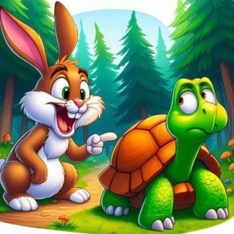 Rabbit And Tortoise, The Tortoise And The Hare, Tortoise And The Hare, Children Stories, Story Drawing, Sketch Book Ideas, Funny Bears, Spring Crafts For Kids, Chores For Kids