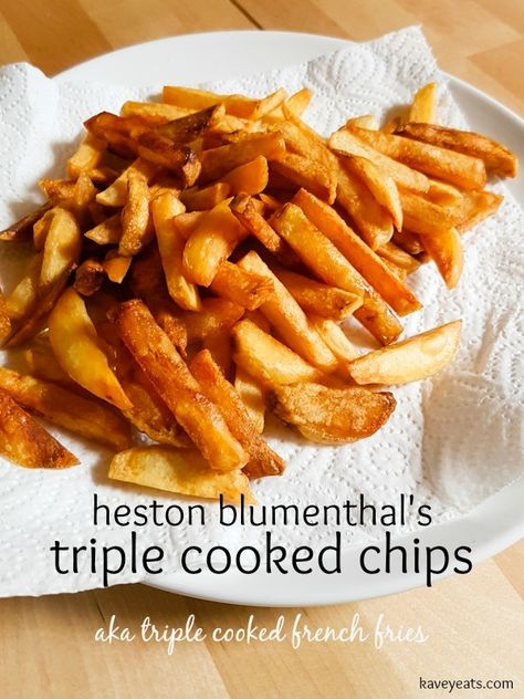 British Chips Recipe, Heston Blumenthal Recipes, Gourmet Sides, Triple Cooked Chips, Fancy Meals, Cooking French Fries, Venison Tenderloin, Hearty Food, Irish Cooking