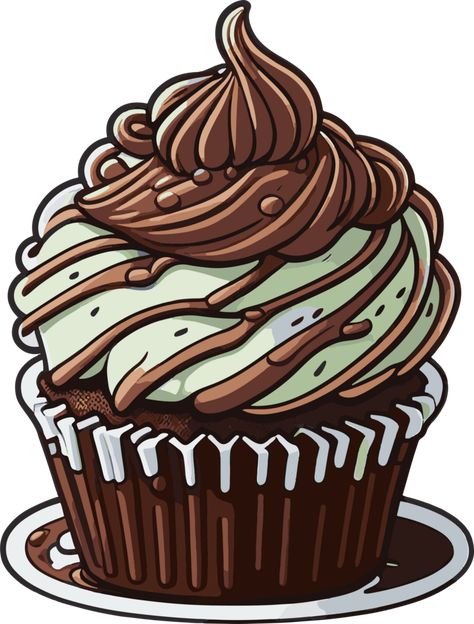 Chocolate Cup Cake Cartoon with Chocolate Cup Cake, Chocolate Vector, Cake Cartoon, Cupcake Chocolate, Cupcake Drawing, Draw Doodle, Chocolate Cups, Mini Drawings, Cityscape Photos