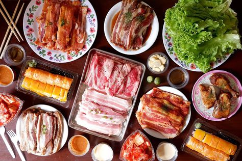 Samgyupsal At Home, Bbq At Home, Herb Salt, Ig Food, Fried Chicken Legs, Fusion Dishes, Korean Cooking, Modern Buffet, Buffet Restaurant