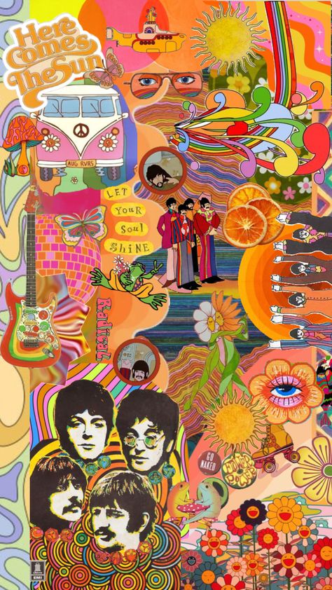 Beatles Wallpaper Iphone, Beatles Wallpaper, John Lennon Paul Mccartney, Psychadelic Art, Beatles Art, Estilo Hippie, Yellow Submarine, Mood Board Design, Ringo Starr