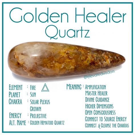 @elevatedwisdom posted on their Instagram profile: “☀️Golden Healer☀️ is a MASTER HEALER and high vibrational crystal.  It’s the perfect crystal for…” Golden Healer Quartz Meaning, Spirit Symbols, Crystal Powers, Crystal Magick, Energy Consciousness, Golden Healer Quartz, Nature Witch, Source Energy, Charge Crystals