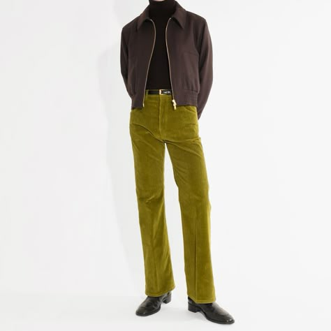 Jeans Flared, Chartreuse Green, Streetwear Men, Streetwear Men Outfits, Corduroy Jacket, Winter Looks, Palermo, Winter Collection, Turtleneck Sweater