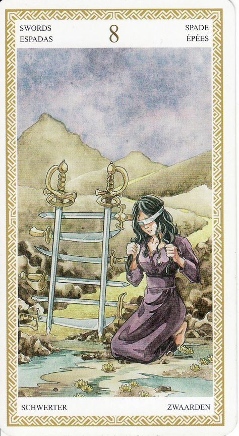 Today's Tarot: 8 of Swords - What's Standing in Your Way? http://lifeofhimm.wordpress.com/2014/06/09/todays-tarot-whats-standing-in-your-way/ 8 Of Swords, Tarot Swords, Swords Tarot, 78 Tarot Cards, Post Apocalyptic Art, Tarot Magic, Devian Art, Oracle Tarot, Tarot Cards Art