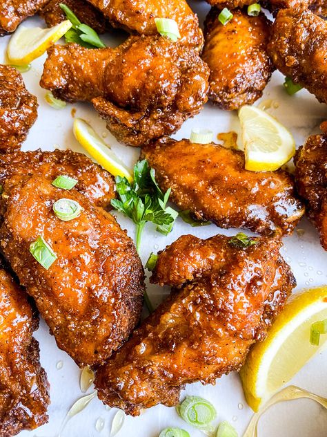 Honey Old Bay Chicken Wings Honey Old Bay Wings Recipe, Honey Old Bay Wings, Wings Sauce Recipe, Old Bay Chicken Wings, Simple Fried Chicken, Old Bay Chicken, Old Bay Wings, Hot Sauce Chicken, Wings Sauce