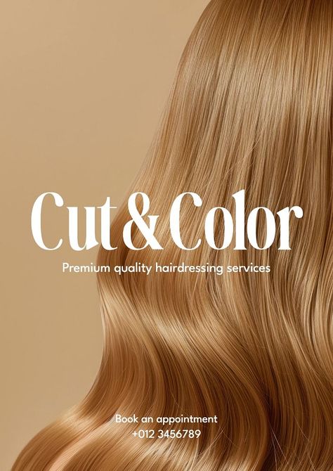 Hair Care Poster Design, Hair Poster, Poster Text, Color Poster, Poster Colour, Good Art, Fashion Poster, Best Templates, Cute Aesthetic