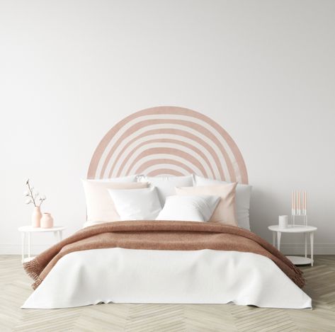 Stick On Headboard, Behind Bed Mural, Bedhead Ideas, Wallpaper Headboard, Headboard Decal, King Size Headboard, Bed Head, Bedroom Styles, Wall Paint