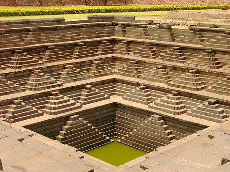 Stepped Tank - Temple Architecture Near Hampi - India by Adam Jones, Ph.D., via Flickr Fort Ideas, Hampi India, Step Well, India Vacation, Water Architecture, Bangalore City, India Travel Places, Spiritual Travel, India Architecture