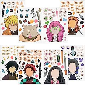 Demon Slayer Birthday Party, Demon Slayer Diy, Papercraft Kawaii, Demon Slayer Party, Demon Slayer Birthday, Stickers For Birthday, Diy Birthday Party Favors, Closet Desk, Face Diy