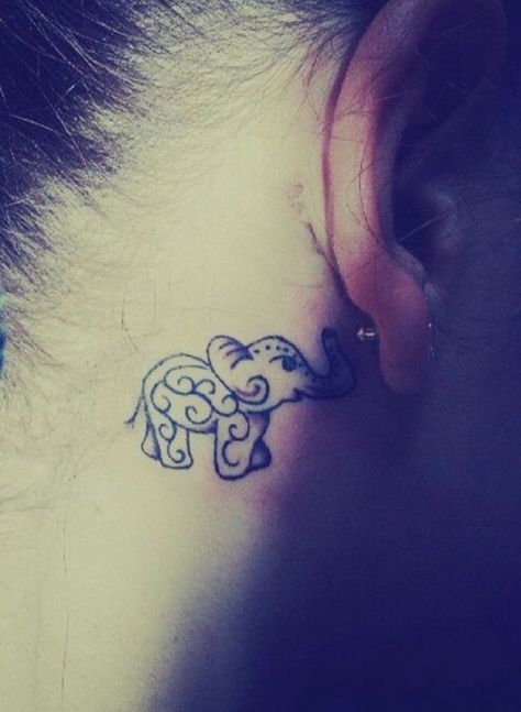 Elephant tattoo behind the ear Baby Elephant Tattoo, Tattoo Elephant, Tattoo 2017, Elephant Tattoo Design, Tattoo Girls, Full Sleeve Tattoos, Elephant Tattoo, Elephant Tattoos, The Ear