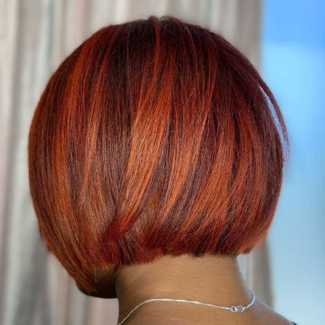 Short Straight Bright Bob for Black Women Balayage Auburn, Hair Style For Girls, Auburn Bob, Easy Wedding Hairstyles, Bob Hairstyles For Black Women, Auburn Balayage, Cute Bob Hairstyles, Bohemian Twist, Short Bobs