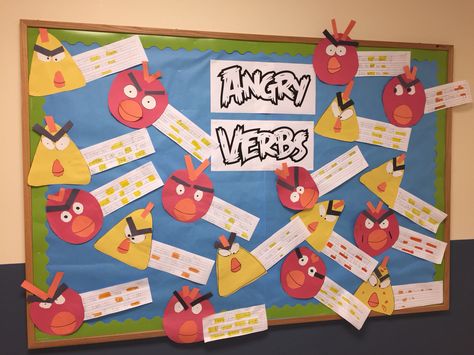 Great Bulletin Board! First Grade. "Angry Verbs" Verb Bulletin Board Ideas, Recount Writing, Classroom Calendar, Bulletin Board Ideas, Board Decoration, Summer Vacations, School Board, Theme Ideas, Board Ideas