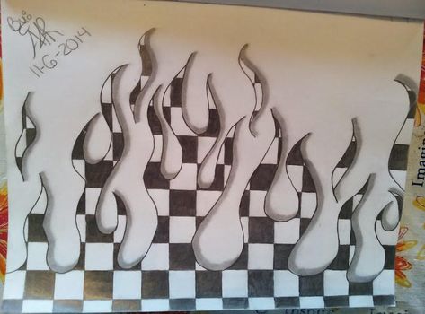 Checker Tattoo, Checkered Tattoo, Checkered Flag Tattoo, Flames Tattoo Design, Braclet Tattoo, Dripping Paint Art, Flames Tattoo, Motorcycles Logo Design, Badass Drawings