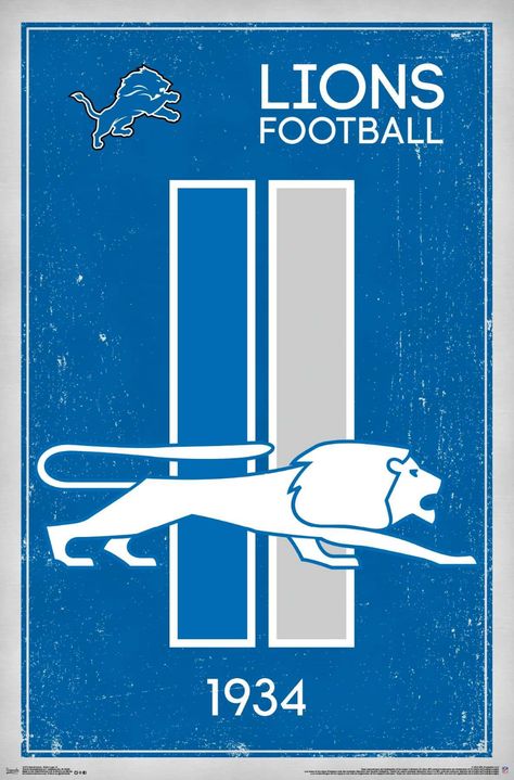 Detroit Lions - Retro Logo #detroitlions #nflfootball #nfl #footballposter #footballpartydecorations #trendsposters Nfl Art, Nfl Logos, Detroit Lions Logo, Lions Logo, Detroit Lions Football, Baltimore Colts, Detroit Sports, Nfl Vintage, Michigan Sports