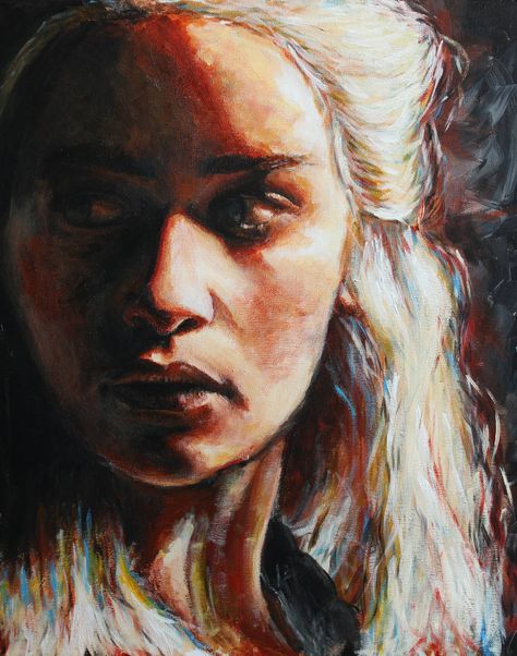 Khaleesi Hindu Goddesses, Targaryen Art, Gra O Tron, Game Of Thrones Art, Different Art Styles, Painting People, Oil Portrait, Mother Of Dragons, New Energy