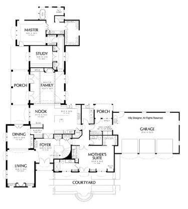 HHHHH Very nice L shaped layout w/great in-law suite (or 2nd Master) - good ideas can be taken from here House With Inlaw Suite, Suite Plan, Italian House Plans, Light Dishes, L Shaped House Plans, Circular Staircase, Inlaw Suite, Writing Studio, Cottage Bath