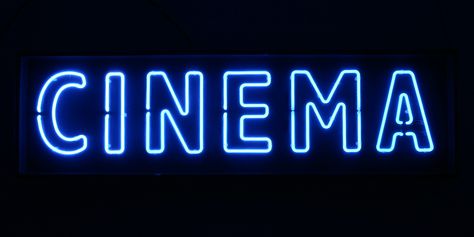 Cinema Cinema Sign, Neon Room, Cinema Film, Christopher Nolan, Name Writing, Single Words, Sign Lighting, Blue Aesthetic, Neon Lighting